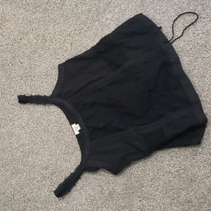 Anthropogie Embroidered Black Tank Top